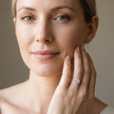 Rose gold Cluster Cushion Diamond Pavé Band Flower Prong Setting Ring_4