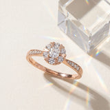 Rose gold Cluster Cushion Diamond Pavé Band Flower Prong Setting Ring_6