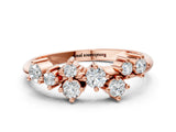 Rose gold Cluster Diamond Round Cut White Gold Band with Prong Setting_21