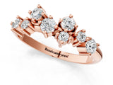 Rose gold Cluster Diamond Round Cut White Gold Band with Prong Setting_22