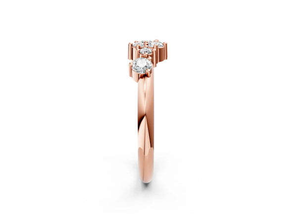 Rose gold Cluster Diamond Round Cut White Gold Band with Prong Setting