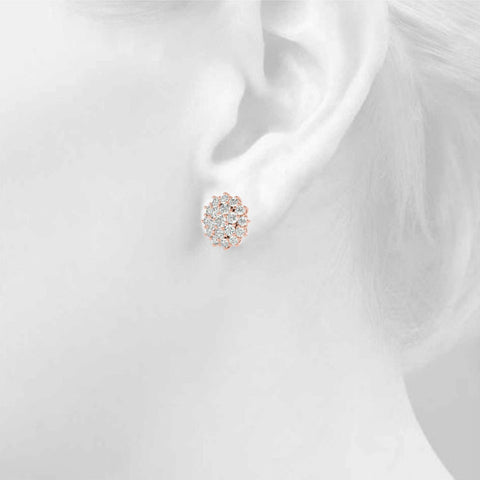 Rose gold Cluster Diamond Round Stud Earrings with Basket Setting 4
