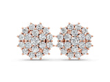Rose gold Cluster Diamond Round Stud Earrings with Basket Setting_13