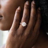 Rose gold Cluster Oval Diamond Pavé Band Flower Prong Setting Ring_5