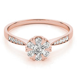 Rose gold Cluster Radiant Diamond Pavé Band Flower Prong Setting Ring 2