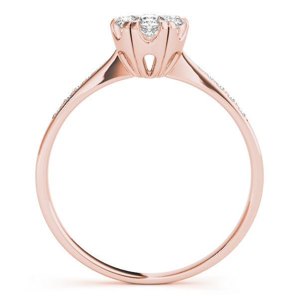 Rose gold Cluster Cushion Diamond Pavé Band Flower Prong Setting Ring