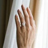 Rose gold Cluster Radiant Diamond Pavé Band Flower Prong Setting Ring_3