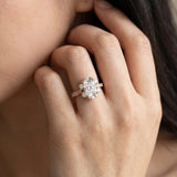 Rose gold Cluster Radiant Diamond Pavé Band Flower Prong Setting Ring_5