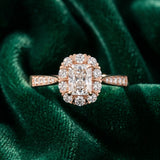 Rose gold Cluster Radiant Diamond Pavé Band Flower Prong Setting Ring_6