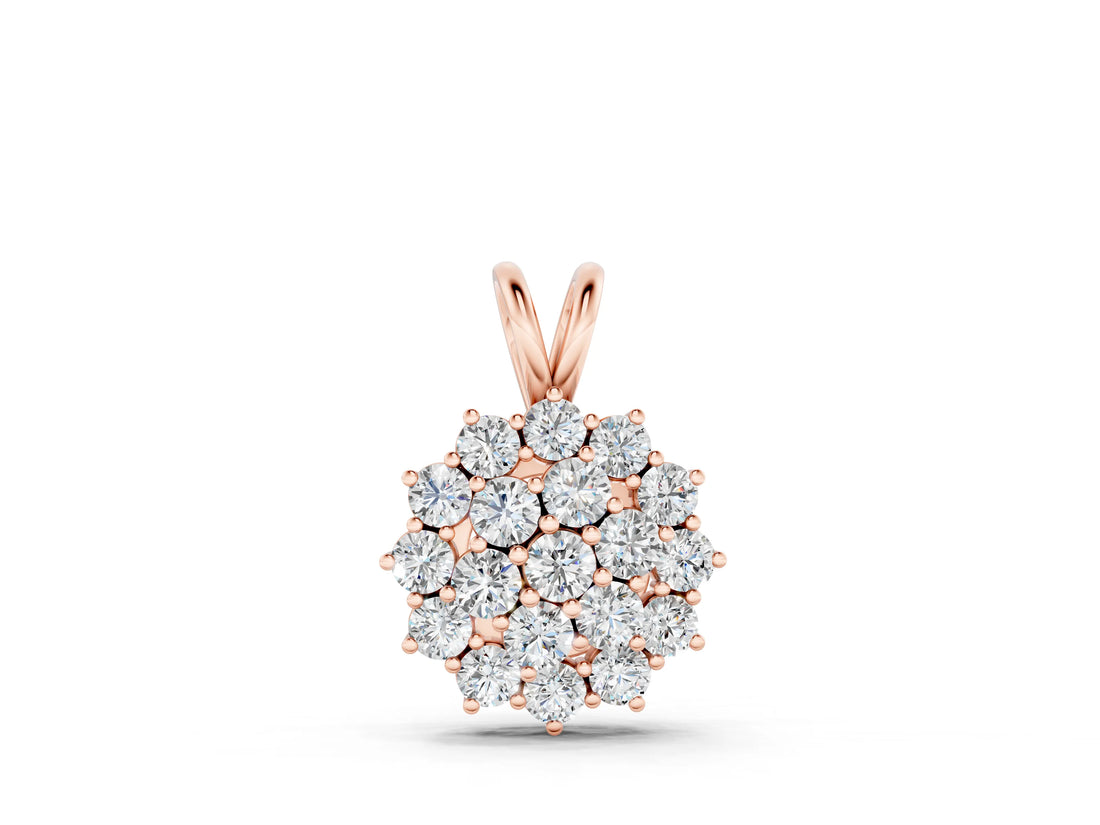 Rose gold Cluster Round Diamond Prong-Set Pendant_6