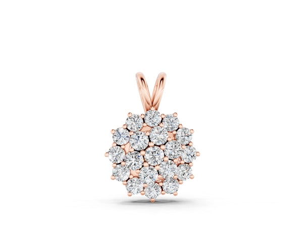 Rose gold Cluster Round Diamond Prong-Set Pendant