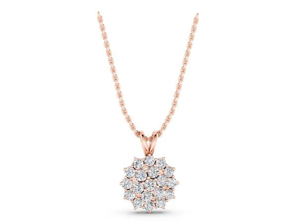 Rose gold Cluster Round Diamond Prong-Set Pendant