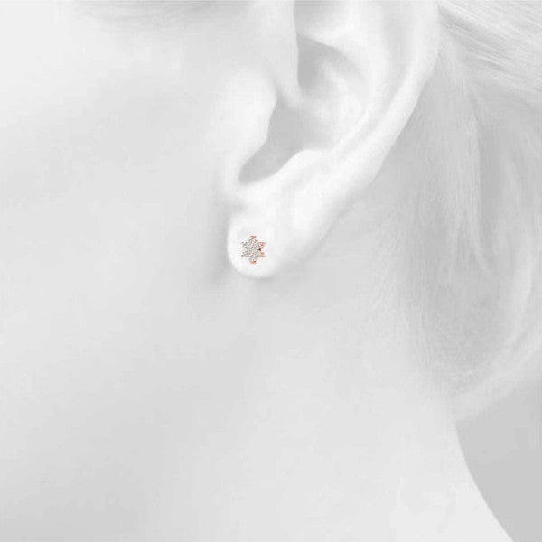 Rose gold Cluster Round Diamond Stud Earrings with Butterfly Backing 2
