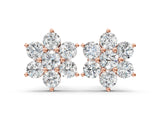 Rose gold Cluster Round Diamond Stud Earrings_21