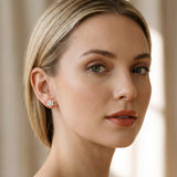 Rose gold Cluster Round Diamond Stud Earrings_23