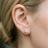 Rose gold Cluster Round Diamond Stud Earrings_24