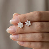 Rose gold Cluster Round Diamond Stud Earrings_25