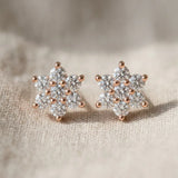 Rose gold Cluster Round Diamond Stud Earrings_26