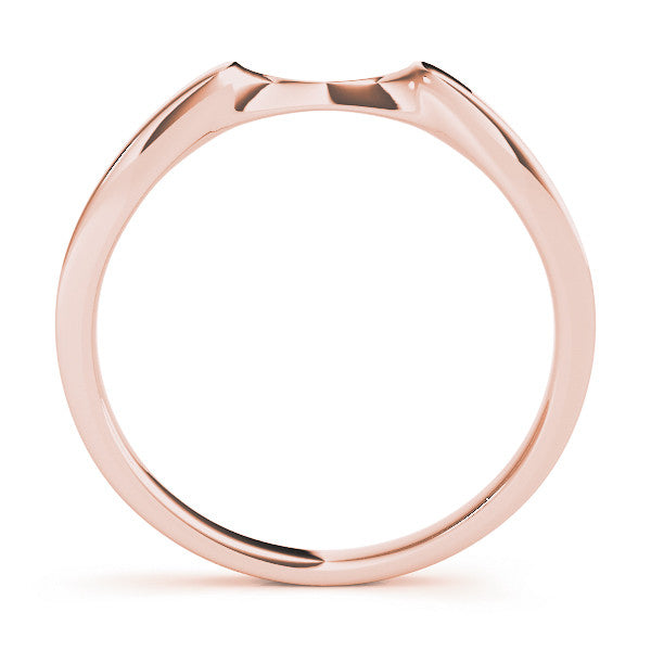 Rose gold Contoured Solitaire Round Bezel Set Wedding Band 1