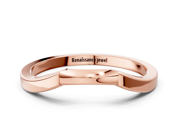 Rose gold Contoured Solitaire Round Bezel Set Wedding Band
