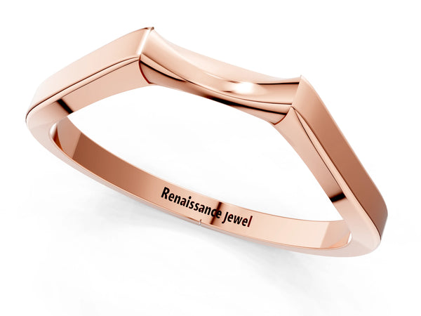Rose gold Contoured Solitaire Round Bezel Set Wedding Band