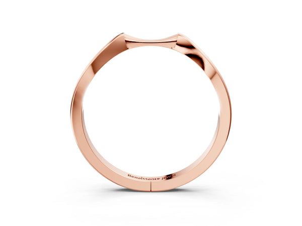 Rose gold Contoured Solitaire Round Bezel Set Wedding Band