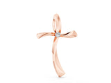 Rose gold Curved Cross Pendant with Round Diamond in Bezel Setting_36