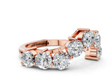 Rose gold Curved Diamond Cluster Band - Round Stones, Split Shank, Prong Setting_12