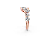 Rose gold Curved Diamond Cluster Band - Round Stones, Split Shank, Prong Setting_14