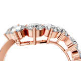 Rose gold Curved Diamond Cluster Band - Round Stones, Split Shank, Prong Setting_20