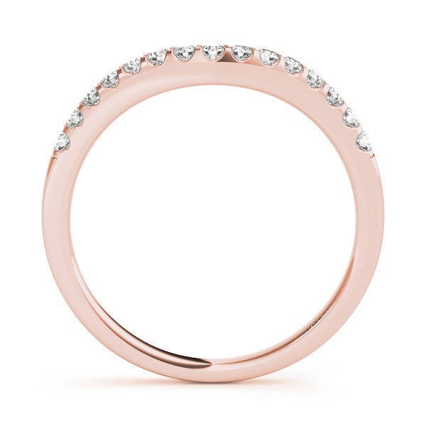 Rose gold Curved Diamond Half Eternity Band with Round Cut Stones in Pavé Setting 1