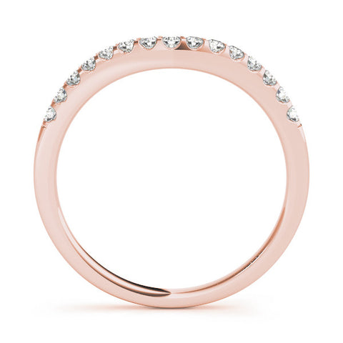 Rose gold Curved Diamond Half Eternity Band with Round Cut Stones in Pavé Setting 1