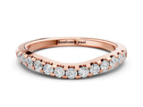 Rose gold Curved Diamond Half Eternity Band with Round Cut Stones in Pavé Setting_4