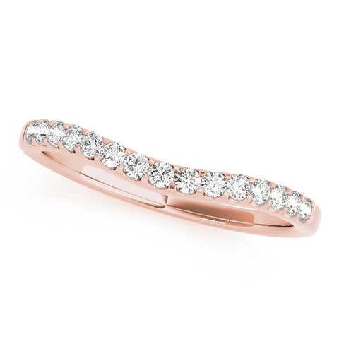 Rose gold Curved Diamond Half Eternity Band with Round Cut Stones in Pavé Setting