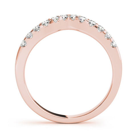 Rose gold Curved Diamond Half Eternity Ring with Round Cut Stones and Shared Prong Setting 1