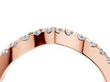 Rose gold Curved Diamond Half Eternity Ring with Round Cut Stones and Shared Prong Setting_6
