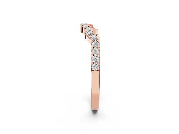 Rose gold Curved Diamond Pavé Round-Cut Contour Band