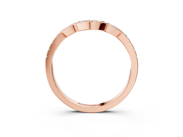 Rose gold Curved Diamond Pavé Round-Cut Contour Band