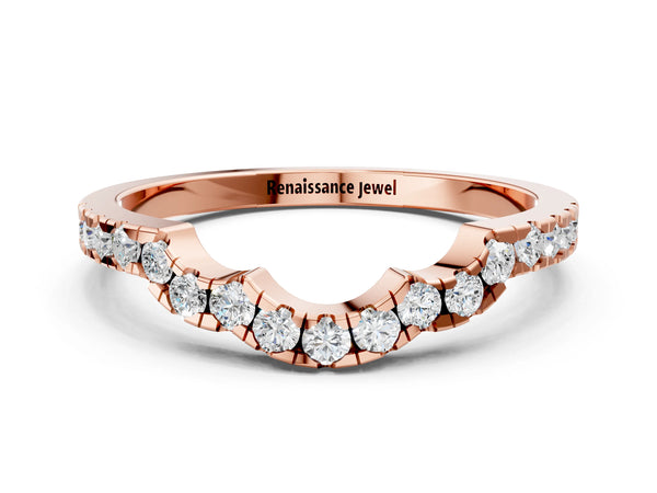 Rose gold Curved Diamond Pavé Round-Cut Contour Band