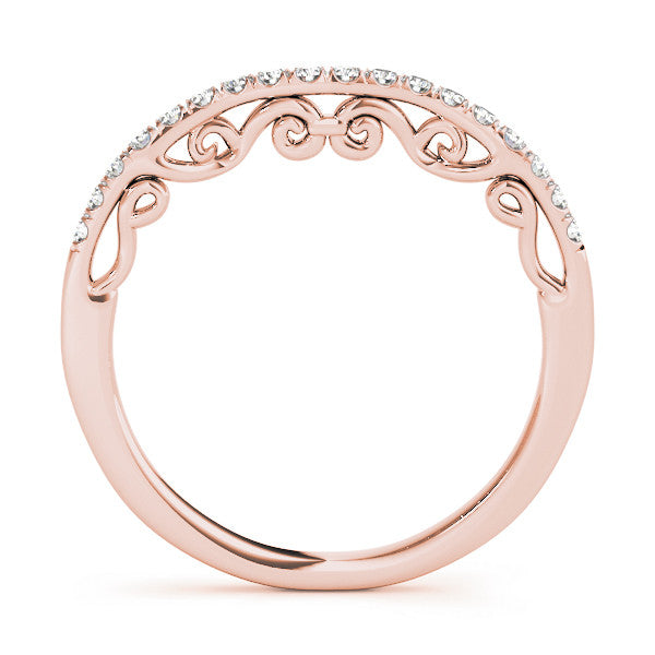 Rose gold Curved Diamond Pavé Round Eternity Band with Shared Prong Setting 1