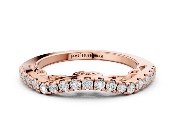 Rose gold Curved Diamond Pavé Round Eternity Band with Shared Prong Setting