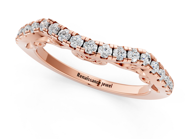 Rose gold Curved Diamond Pavé Round Eternity Band with Shared Prong Setting