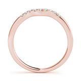 Rose gold Curved Diamond Wedding Band with Round Cut Stones and Shared Prong Setting 1