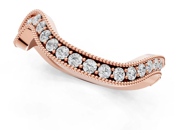 Rose gold Curved Milgrain Round Diamond Pavé Wedding Band