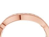 Rose gold Curved Pavé Diamond Milgrain Band with Round Brilliant Stones_8