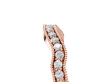 Rose gold Curved Pavé Diamond Milgrain Band with Round Brilliant Stones_9