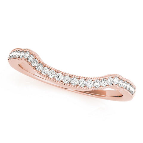 Rose gold Curved Pavé Diamond Milgrain Band with Round Brilliant Stones