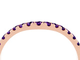Rose gold Curved Pavé Round Amethyst Wedding Band with Shared Prong Setting_10
