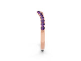 Rose gold Curved Pavé Round Amethyst Wedding Band with Shared Prong Setting_8