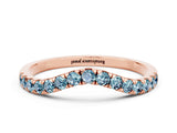 Rose gold Curved Pavé Round Aquamarine Wedding Band with Shared Prong Setting_6